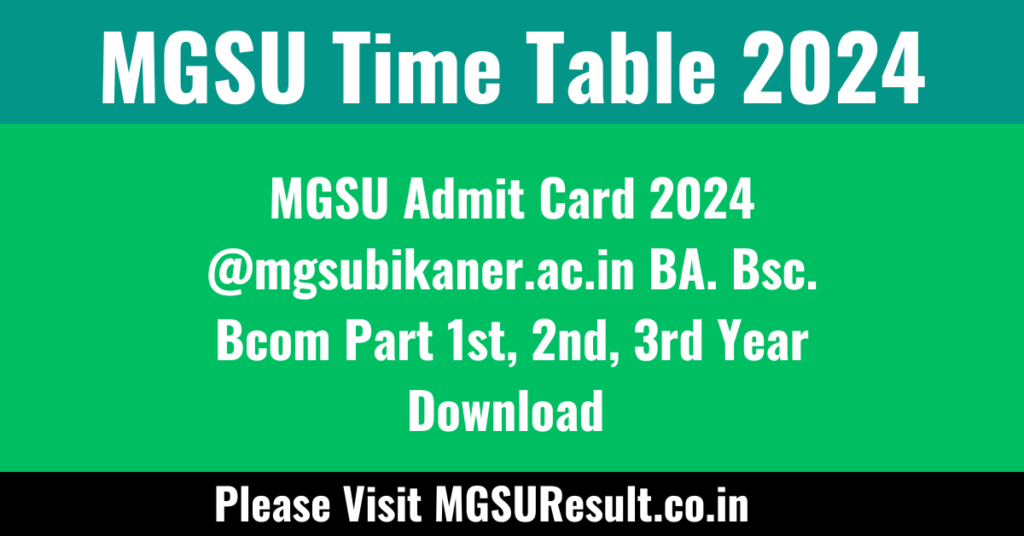 MGSU Admit Card 2024 @mgsubikaner.ac.in BA. Bsc. Bcom Part 1st, 2nd ...